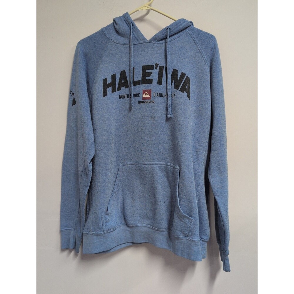 Quiksilver Mens Size Medium Hale'iwa Hawaii Hoodie Sweater Blue Long Sleeve